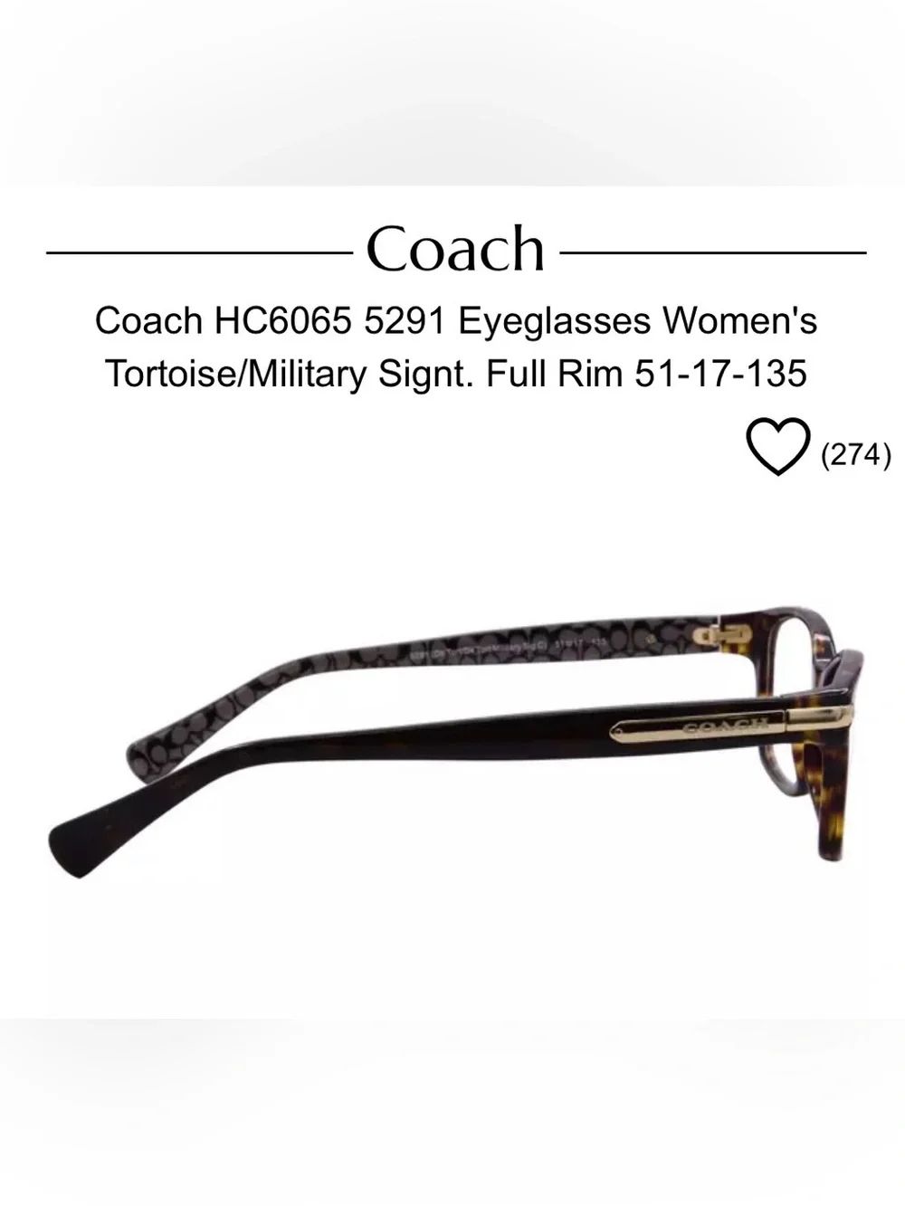 Coach Brown Logo-Pattern Rectangular Eyeglass Frames- HC6065 5291